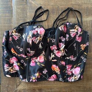 Victoria's Secret Black and Pink Floral Bustier